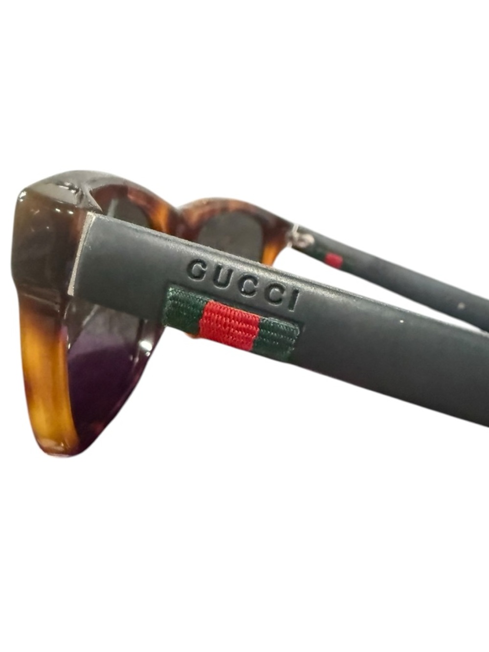 Gucci Tortoiseshell Square Sunglasses w/ Web Stripe & Case - Picture 6 of 6